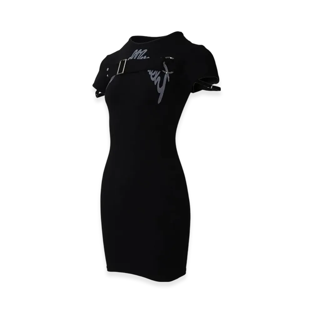 THEREDTHREAD S Logo Belt Dress "Black"