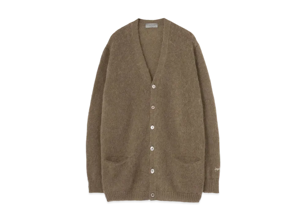 Yohji Yamamoto Pour Homme 5G TUCK PATTERN BRUSHED MOHAIR KNIT CARDIGAN "Khaki"