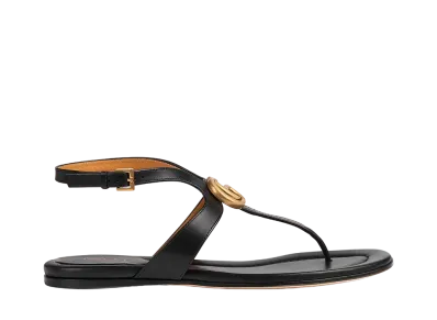 GUCCI Women's Double G Thong Sandal "Black"