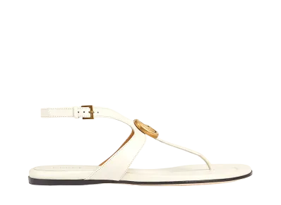 GUCCI Women's Double G Thong Sandal "White"