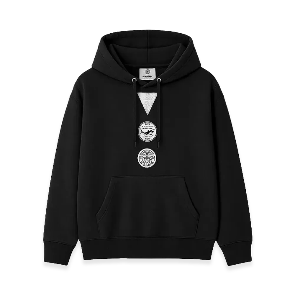 Burberry Printed Cotton Jersey Hoodie "Black"