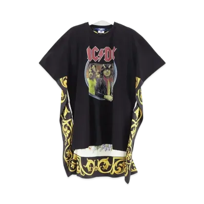 JUNYA WATANABE MAN Cotton Jersey Print AC/DC Silk Scarf T-Shirt "Black"