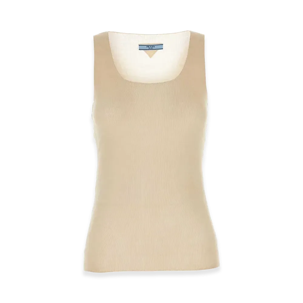 PRADA Women's Cotton Tank Top "Beige"