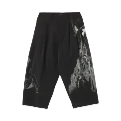 Yohji Yamamoto Pour Homme <PIECE UNIQUE>SKETCH PRINT 3TUCK PRINT WIDE PANTS "Black"