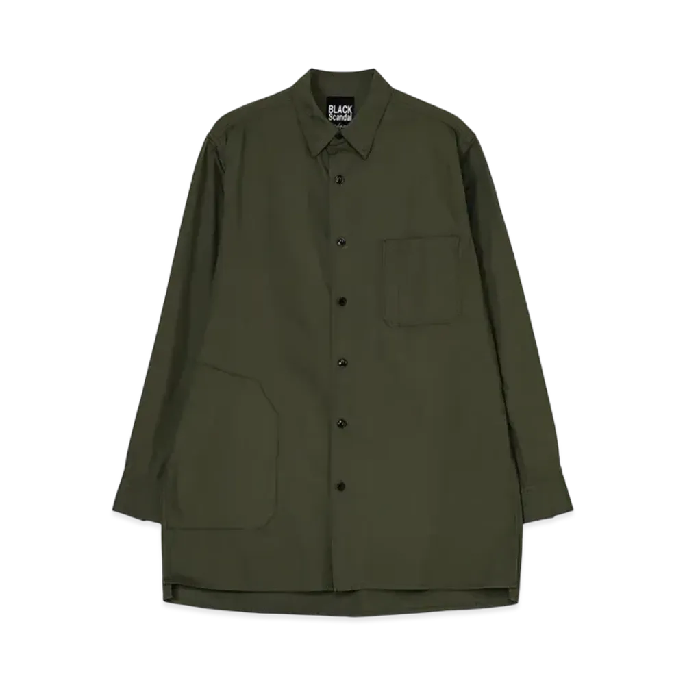 Yohji Yamamoto POUR HOMME BS Army Poplin Big Side P Shirt "Khaki" HO-B99-042