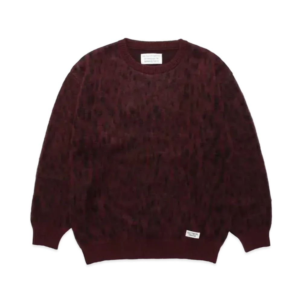 WACKO MARIA Mohair Knit Jacquard Sweater "Burgundy"