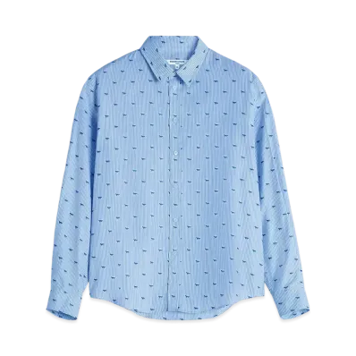 Maison Kitsune Profile Fox Casual Stripe Shirt "Zinc Grey Stripe"