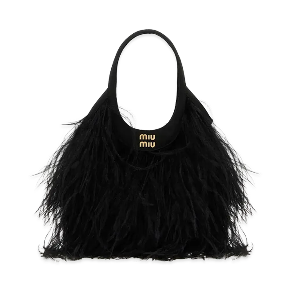 MIU MIU Women's Embellished Satin Handbag "Black"