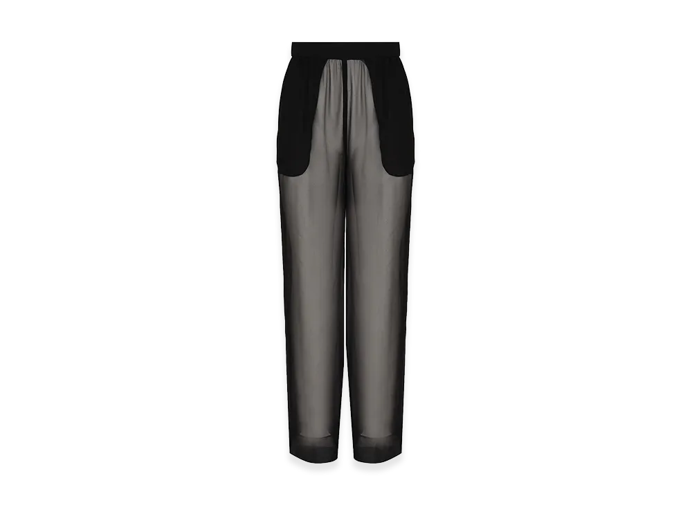 Saint Laurent Women's Wide Trousers In Crepe Muslin "Black"