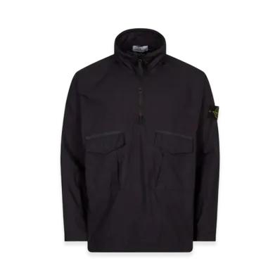 Stone Island 10705 Light Cotton Canvas Garment Dyed Half Zipper Anorak - 23SS "Navy Blue"