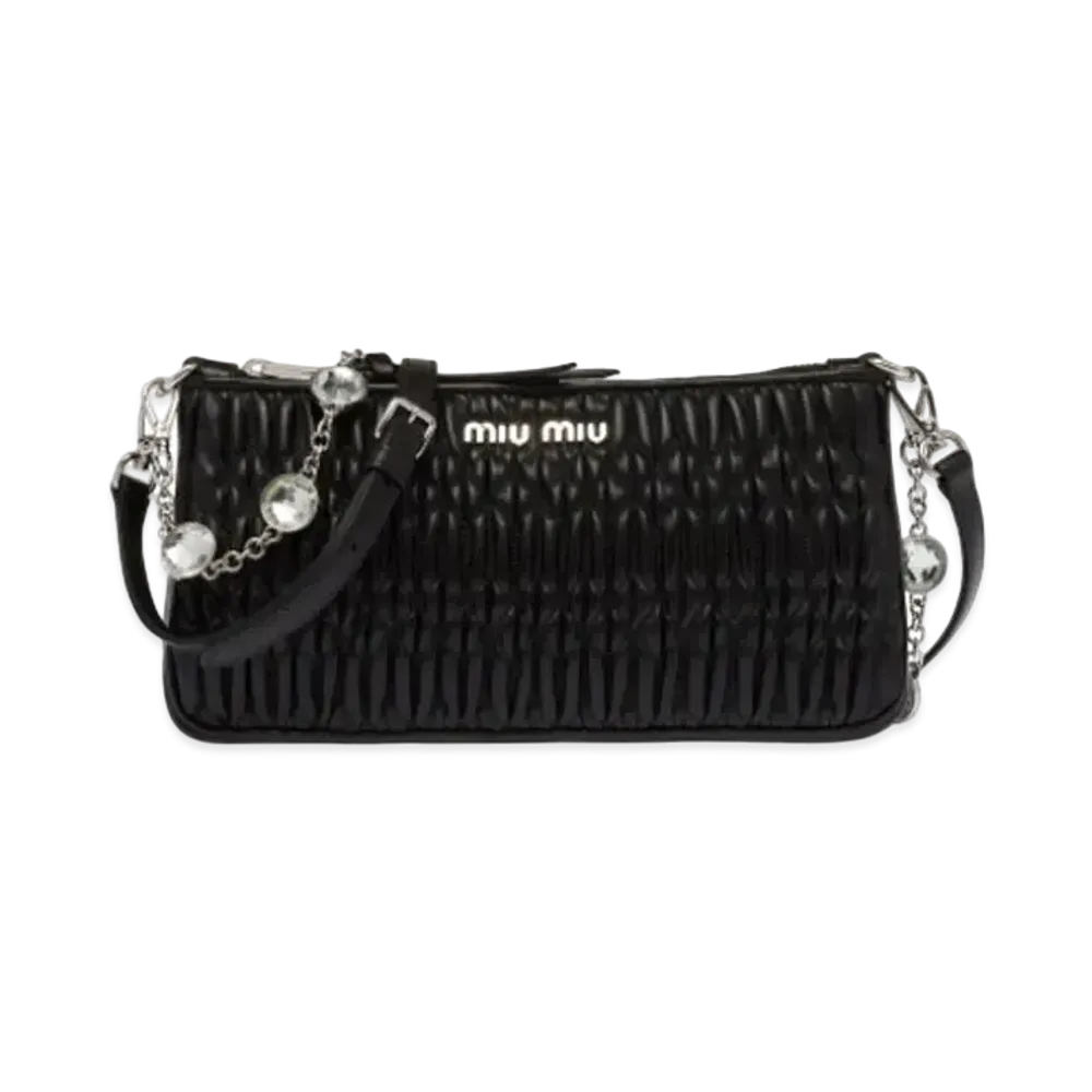 MIU MIU Nappa Crystal Shoulder Bag "Black"