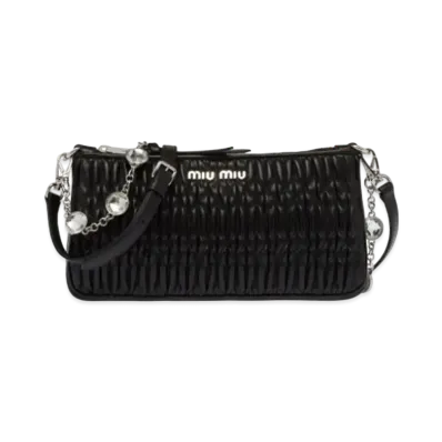 MIU MIU Nappa Crystal Shoulder Bag "Black"