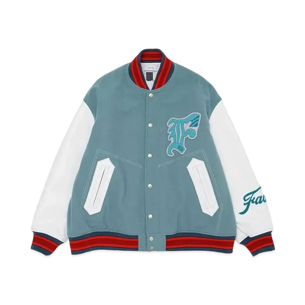 FACETASM PATCHED STADIUM JACKET "SMOKE BLUE"