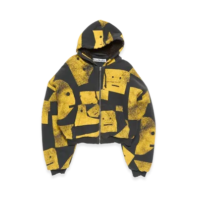 Acne Studios Hooded Zip-Up Sweatshirt "Faded Black"