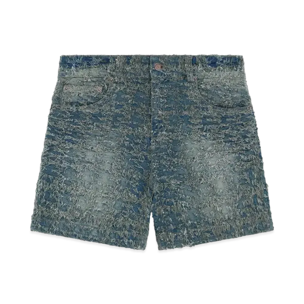 WE11DONE Loose Thread Denim Shorts "Navy"