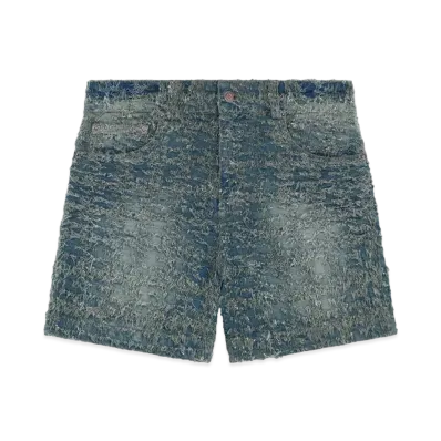 WE11DONE Loose Thread Denim Shorts "Navy"