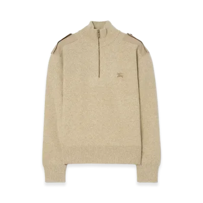 Burberry Wool Cashmere Half-zip Sweater "Hamper Beige"