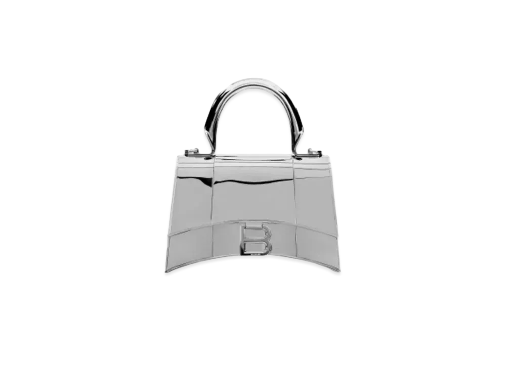 BALENCIAGA Hourglass Metal XS Handbag "Silver"