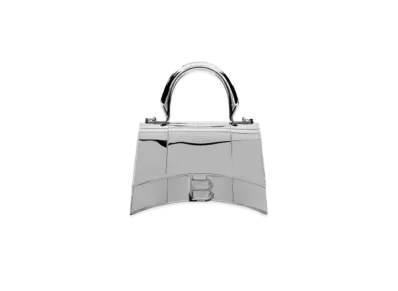 BALENCIAGA Hourglass Metal XS Handbag "Silver"