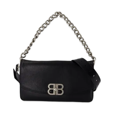 BALENCIAGA Women's Bb Soft Flap Medium Purse Leather "Black"
