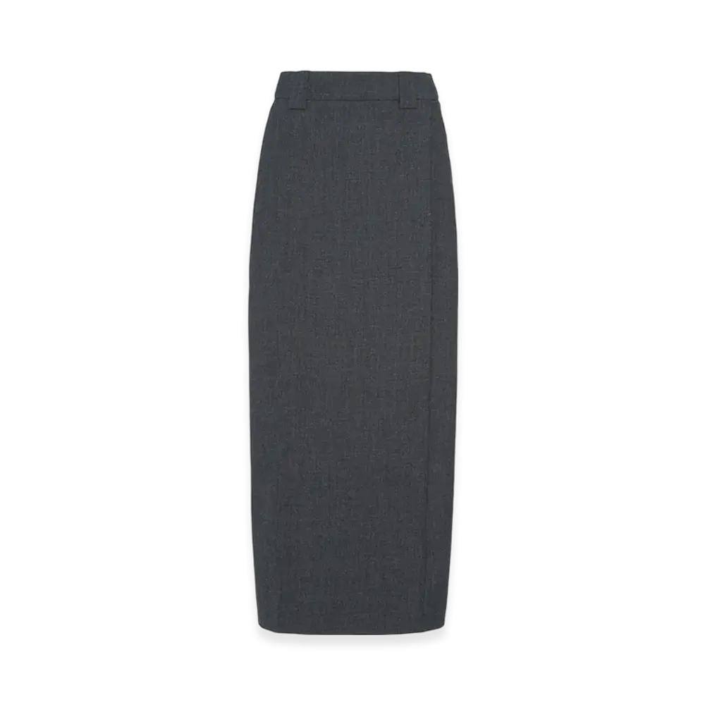 PRADA Women's Wool Midi-Skirt "Slate Gray"