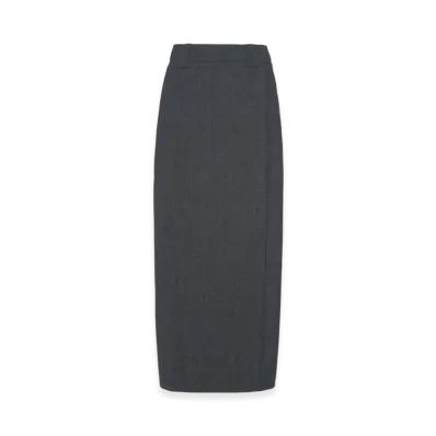 PRADA Women's Wool Midi-Skirt "Slate Gray"
