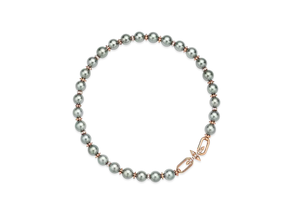 Tiffany & Co. Tiffany Titan By Pharrell Williams Tahitian Pearl Necklace with Pave Diamonds "Rose Gold"