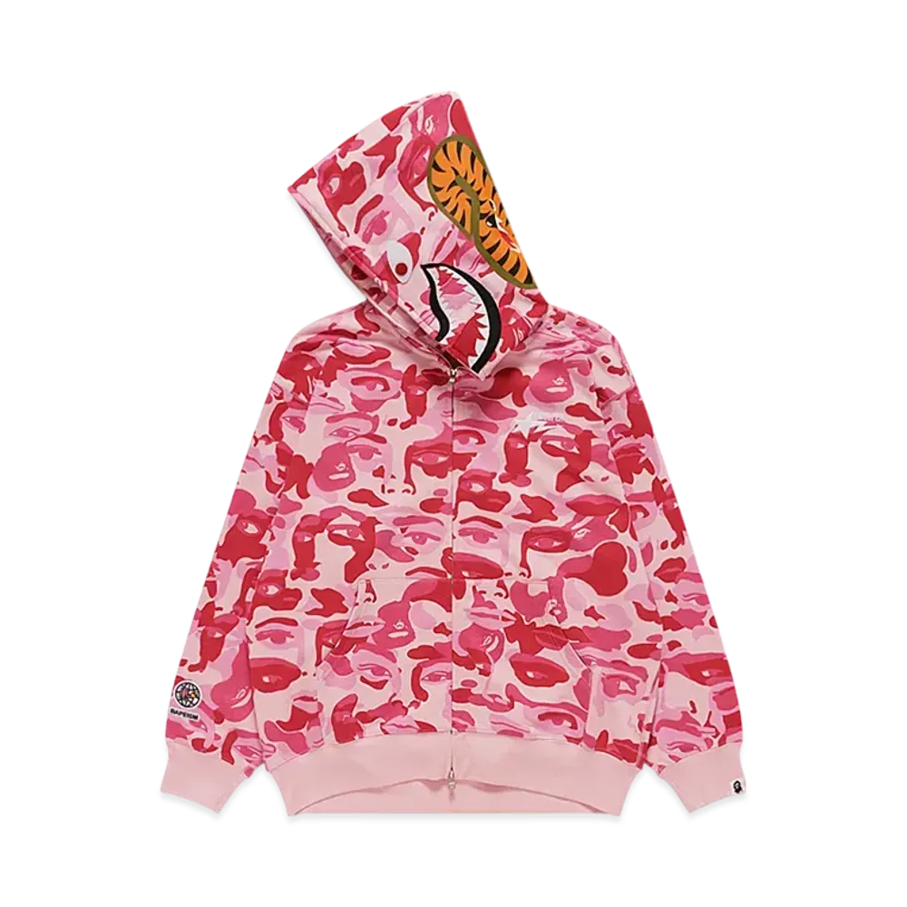 A BATHING APE Bape x Kidsuper Camo Shark Full Zip Hoodie "Pink"