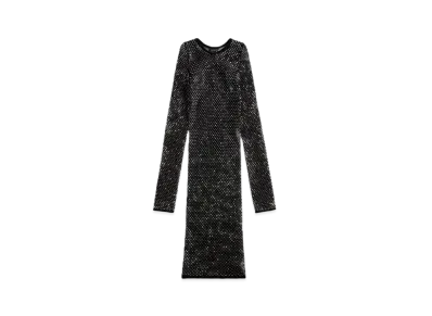 BALENCIAGA Women's "Crystal" Mesh Mini Dresses "Black"