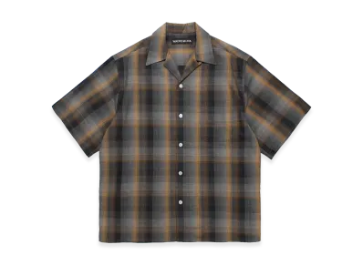 WACKO MARIA Ombre Check Open Collar Shirt "Gray"