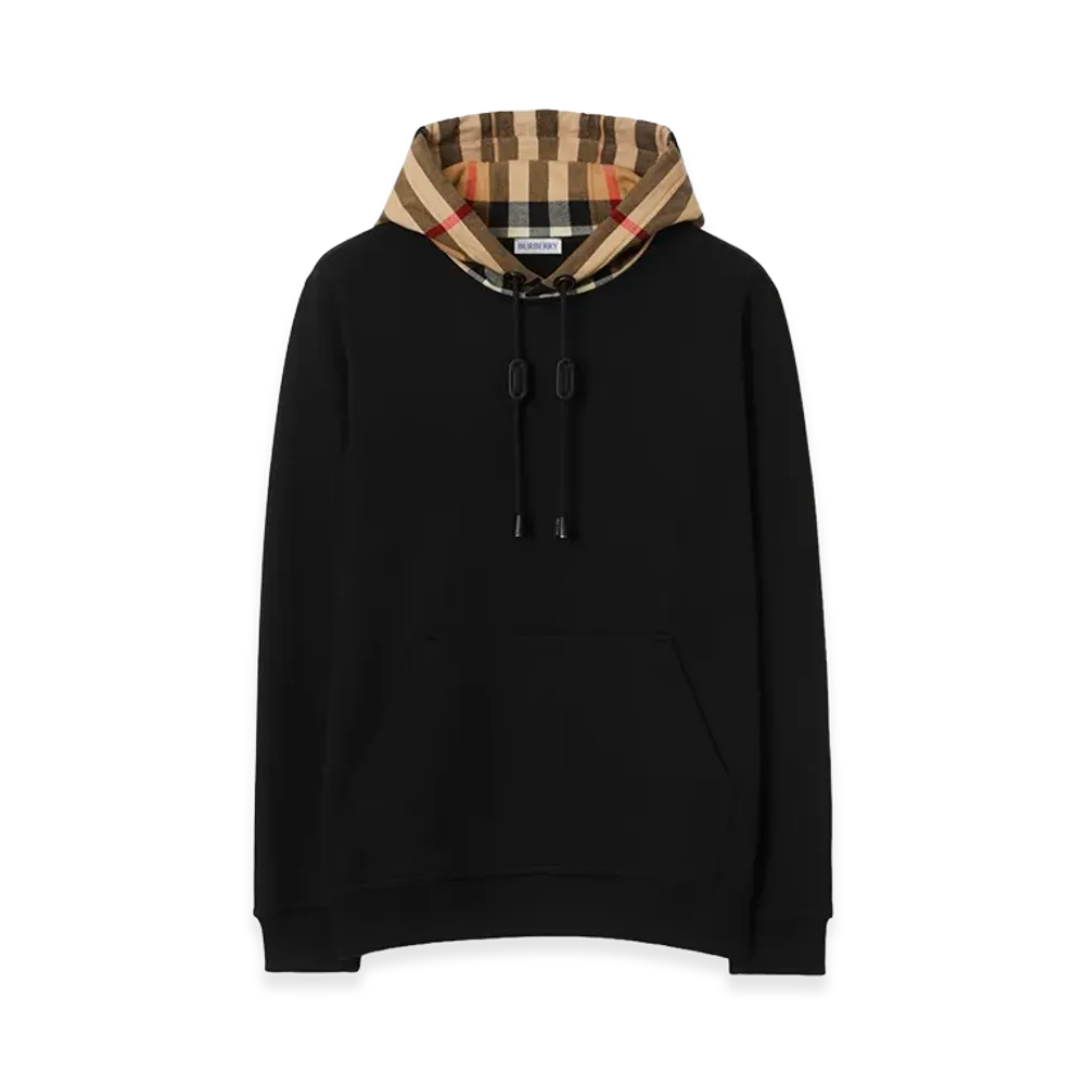 Burberry Check Hood Cotton Hoodie "Black"