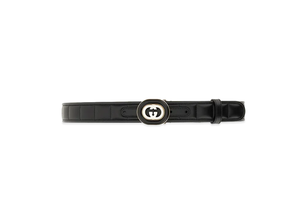 GUCCI Women's GG Cross Buckle Belt "Black"