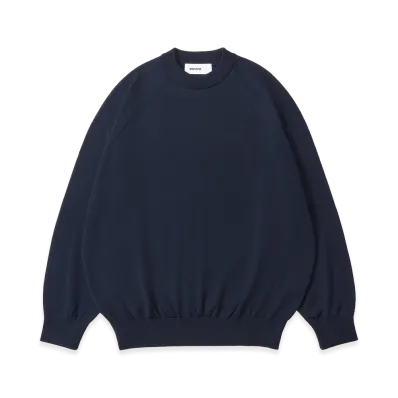 everyone Wool Middle Gauge Knit Sweater "Navy"