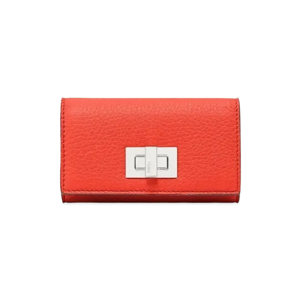 FENDI Key Case Leather Key Case "Red"