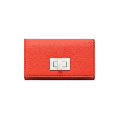 FENDI Key Case Leather Key Case "Red"