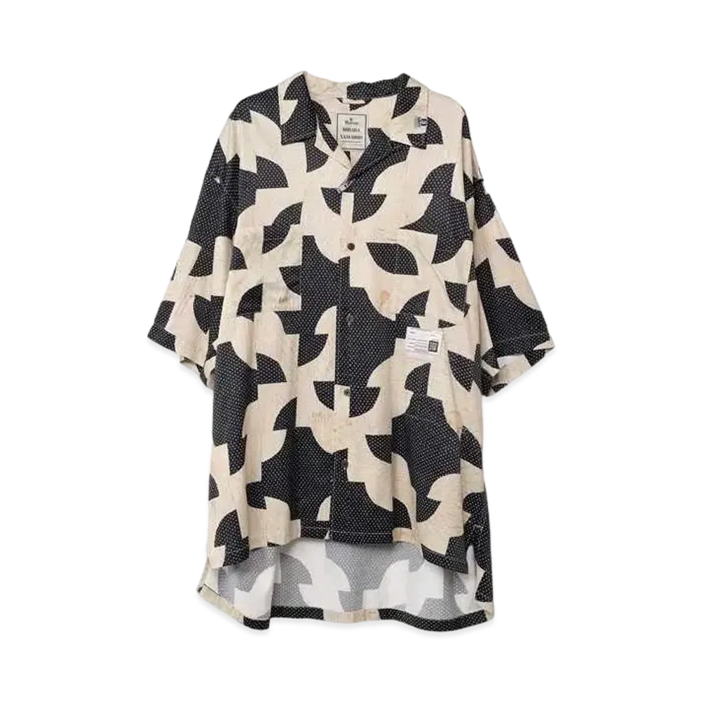 Maison MIHARA YASUHIRO Drunker's Path Quilt Printed Half Sleeve Shirt "Black"