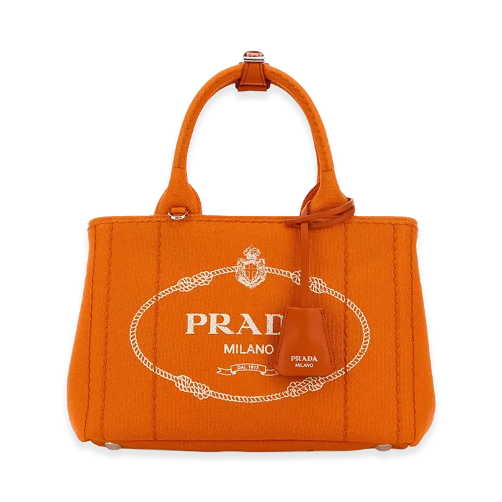 PRADA Women's Canvas Small Jardiniere Handbag "Orange"