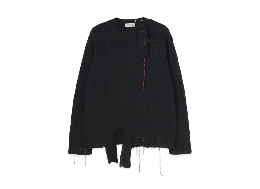 Yohji Yamamoto Pour Homme 3G1P PS RED BLUE STRING PLUSH ROUND NECK LONG SLEEVES "Black"
