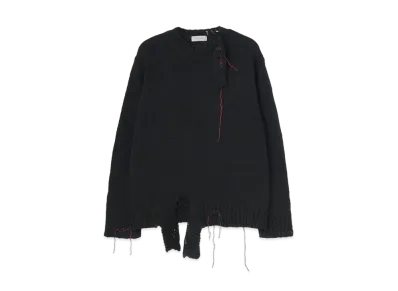 Yohji Yamamoto Pour Homme 3G1P PS RED BLUE STRING PLUSH ROUND NECK LONG SLEEVES "Black"