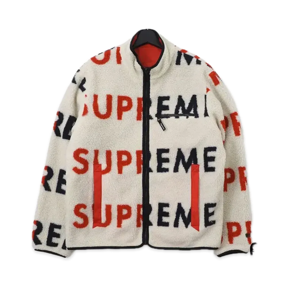 Supreme Reversible Logo Fleece Jacket "White"