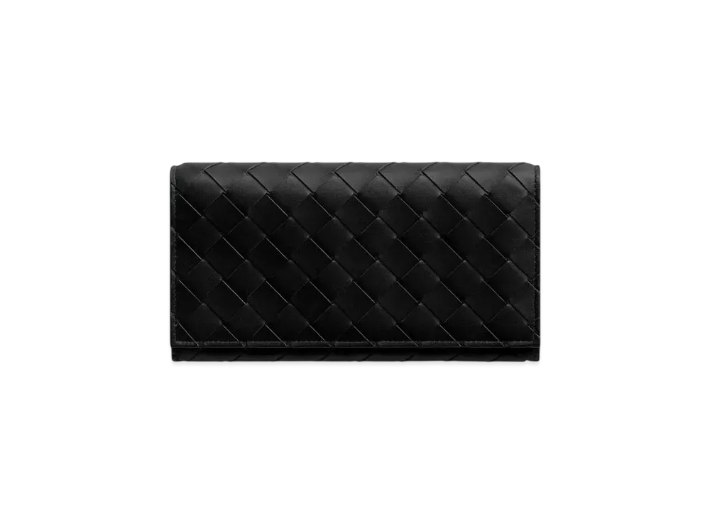 Bottega Veneta Intrecciato Long Wallet With Coin Purse "Nero"