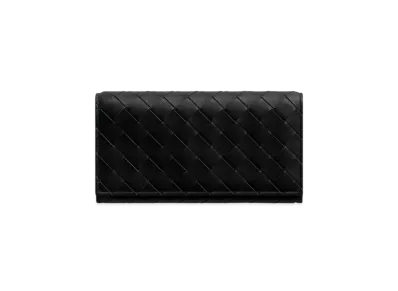 Bottega Veneta Intrecciato Long Wallet With Coin Purse "Nero"
