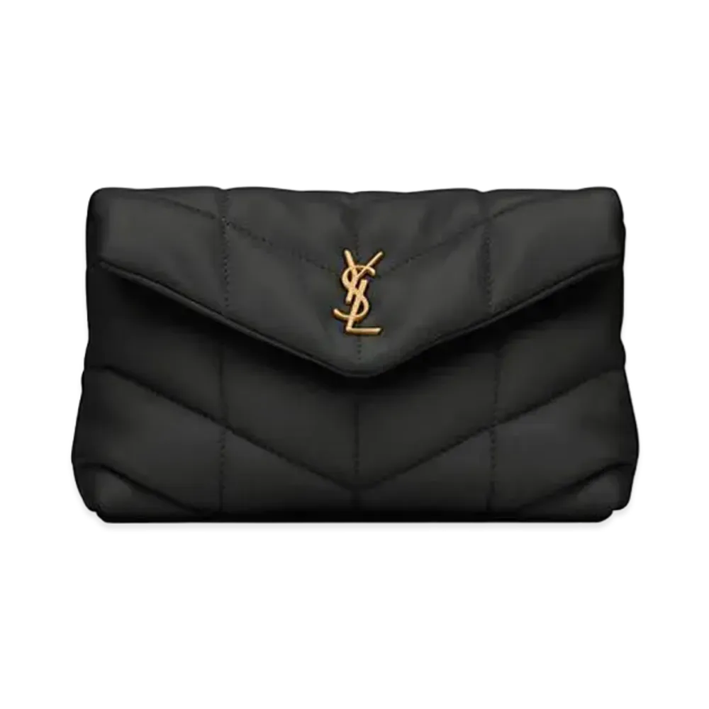 SAINT LAURENT Puffer Small Pouch In Quilted Lambskin "Black"
