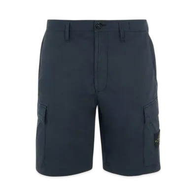 Stone Island L0803 Stretch Cotton Tela Paracadute Garment Dyed Cargo Bermuda Shorts - 22SS "Avio Blue"