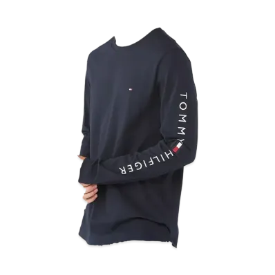 TOMMY HILFIGER Shoulder Logo Long Sleeve Tee "Navy"