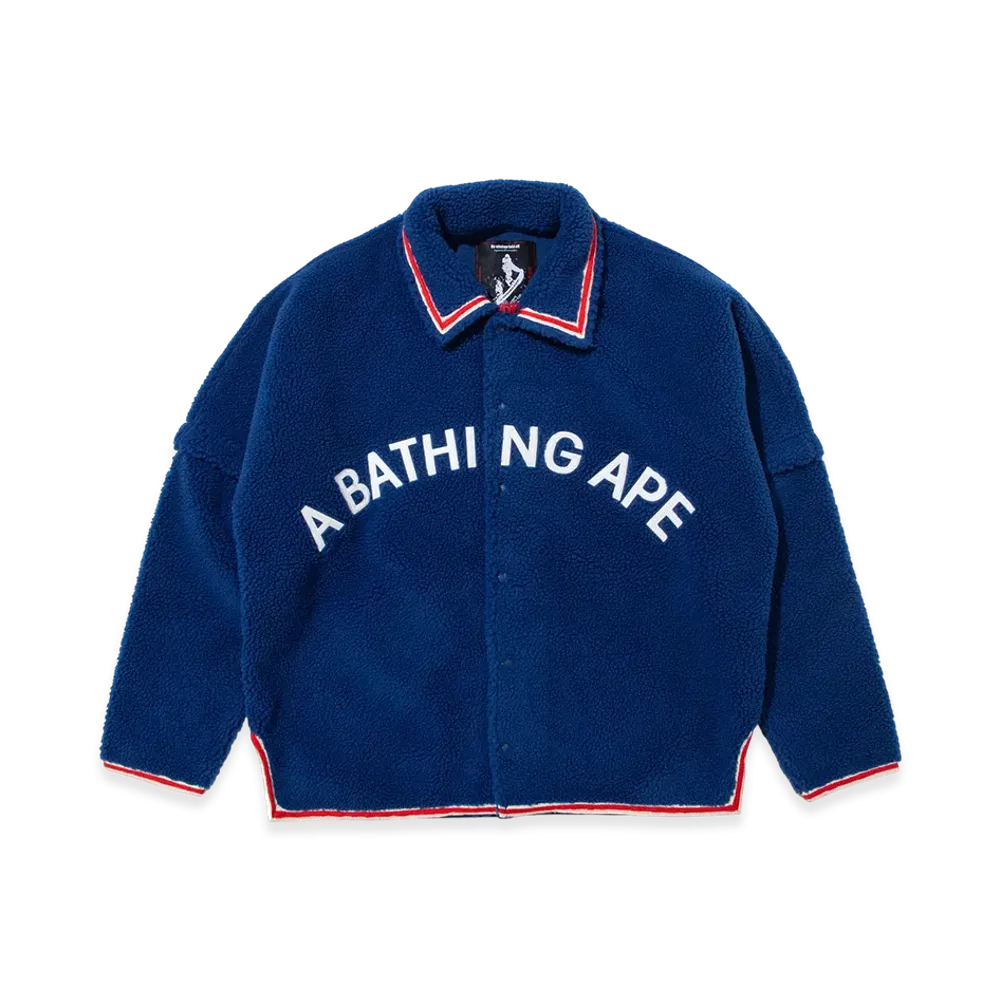 A BATHING APE x KAZUKI KURAISHI Sherpa Detachable Coach Jacket "Navy"