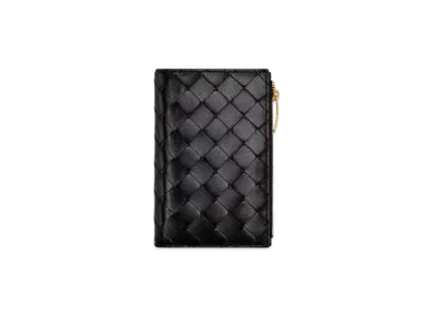 Bottega Veneta Medium Intrecciato Bi-Fold Zip Wallet "Black"