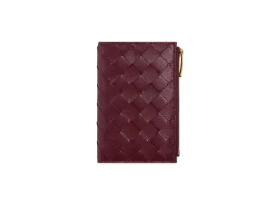Bottega Veneta Medium Intrecciato Bi-Fold Zip Wallet "Barolo"