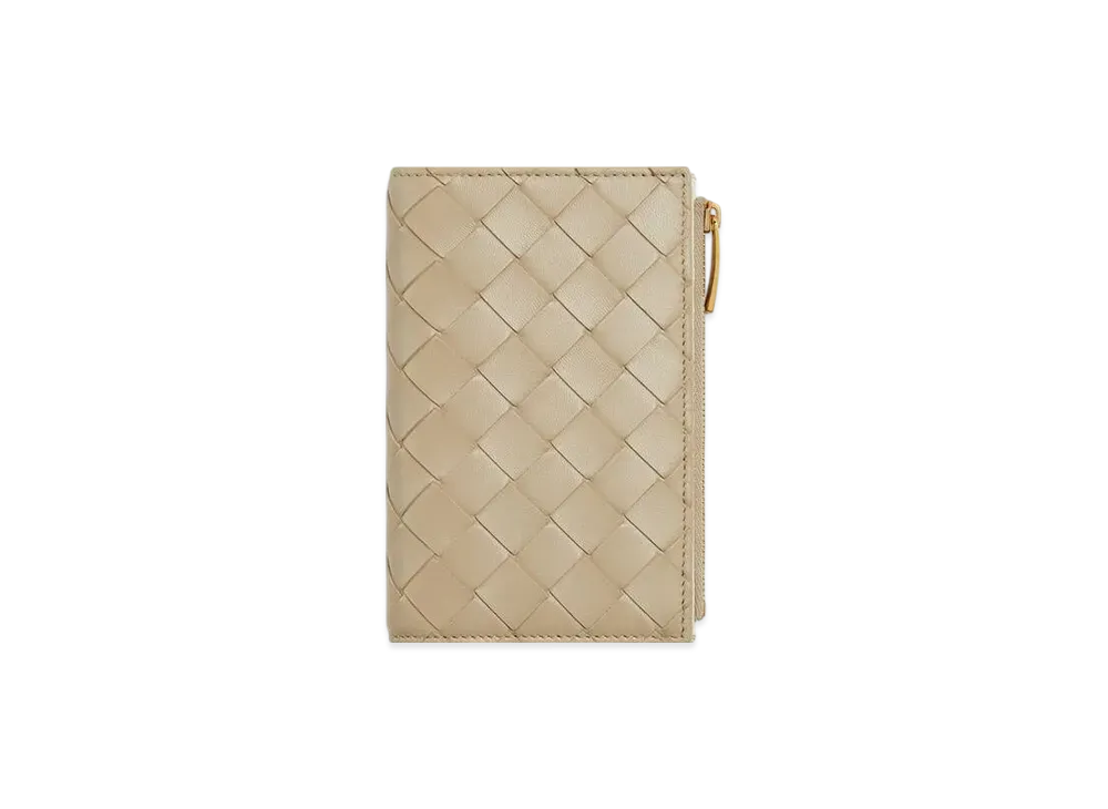 Bottega Veneta Intrecciato Medium Bi-Fold Wallet "Ecru/Glacier"