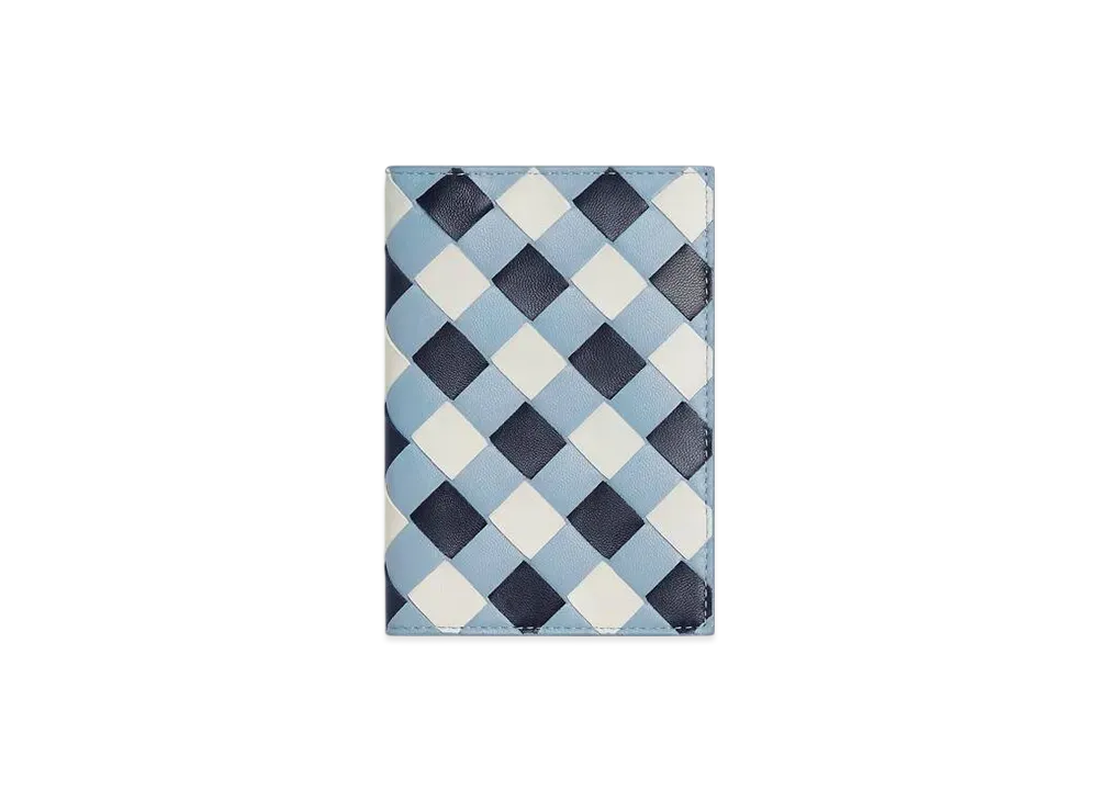 Bottega Veneta Intrecciato Passport Case "Abyss/Ice/White"